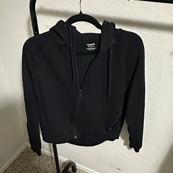 Old Navy Active Dynamic Fleece Black Zip-Up Hoodie - Picture 1 of 4